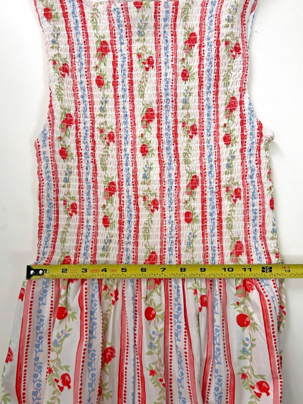 Caroline Constas Pomegranate Smocked Cotton Midi Dress Summer Cottagecore Size S - Picture 7 of 11